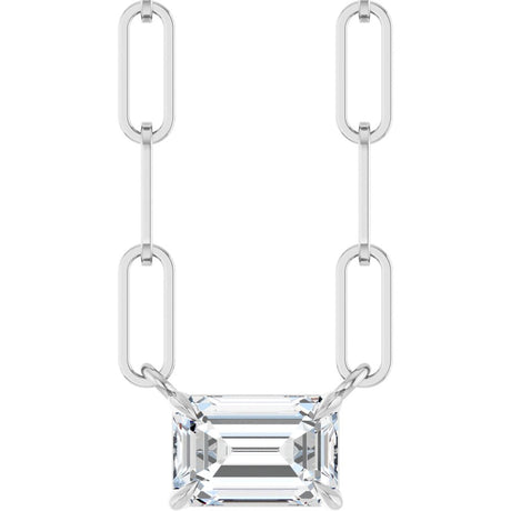 14K White Gold 5/8 CT Lab-Grown Diamond Solitaire 18" Necklace