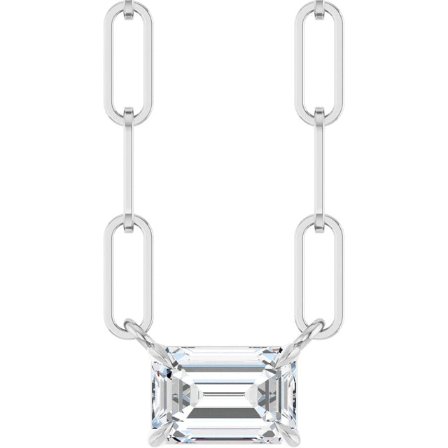 14K White Gold 5/8 CT Lab-Grown Diamond Solitaire 18" Necklace