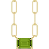 14K Yellow 6x4 mm Natural Peridot Solitaire 18" Necklace 