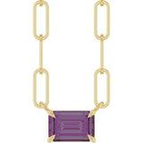 14K Yellow Gold 6x4 mm Lab-Grown Alexandrite Solitaire 18" Necklace 