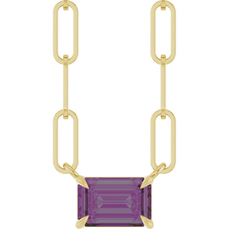 14K Yellow Gold 6x4 mm Lab-Grown Alexandrite Solitaire 18" Necklace 
