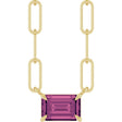 14K Yellow Gold 6x4 mm Natural Pink Tourmaline Solitaire 18" Necklace 
