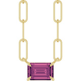 14K Yellow Gold 6x4 mm Natural Pink Tourmaline Solitaire 18" Necklace 