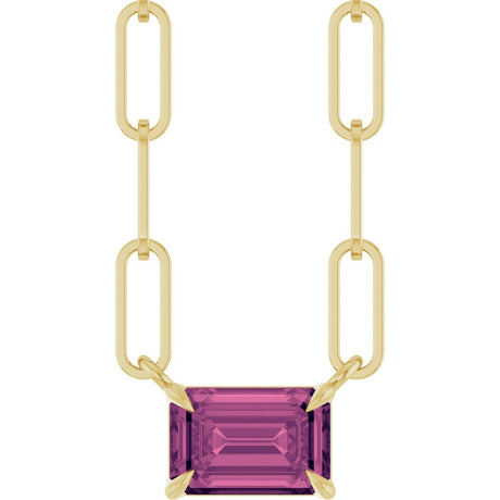14K Yellow Gold 6x4 mm Natural Pink Tourmaline Solitaire 18" Necklace 