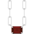 Sterling Silver 6x4 mm Natural Mozambique Garnet Solitaire 18" Necklace 
