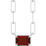 Sterling Silver 6x4 mm Natural Mozambique Garnet Solitaire 18" Necklace 