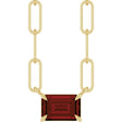 14K Yellow Gold 6x4 mm Natural Mozambique Garnet Solitaire 18" Necklace 