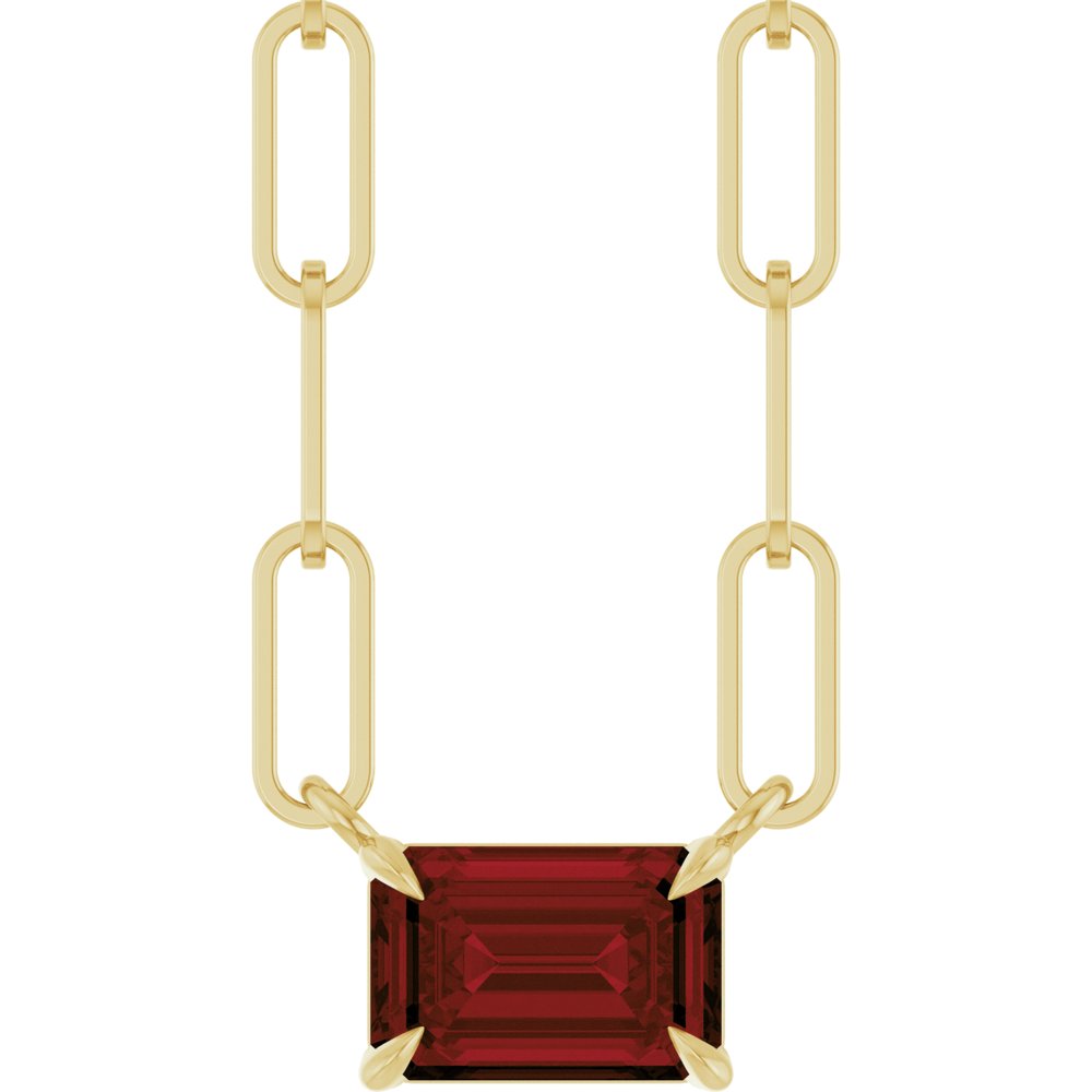 14K Yellow Gold 6x4 mm Natural Mozambique Garnet Solitaire 18" Necklace 