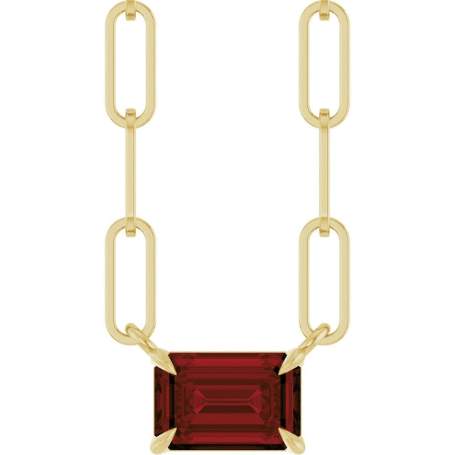 14K Yellow Gold 6x4 mm Natural Mozambique Garnet Solitaire 18" Necklace 
