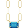 14K Yellow Gold 6x4 mm Natural Blue Zircon Solitaire 18" Necklace 