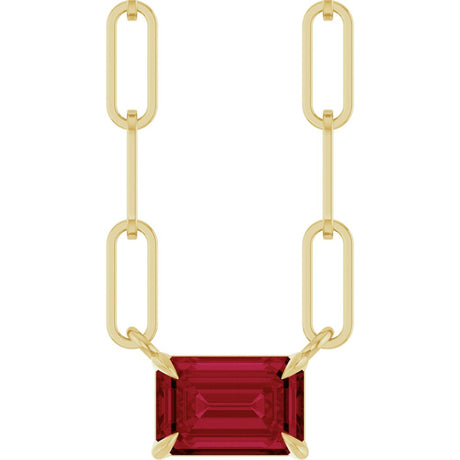 14K Yellow 6x4 mm Lab-Grown Ruby Solitaire 18" Necklace 