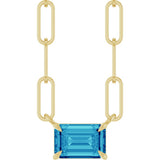 14K Yellow Gold 6x4 mm Natural Blue Zircon Solitaire 18" Necklace 