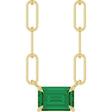 14K Yellow Gold 6x4 mm Lab-Grown Emerald Solitaire 18" Necklace 