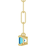 14K Yellow Gold 6x4 mm Natural Blue Zircon Solitaire 18" Necklace 