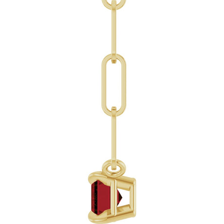 14K Yellow Gold 6x4 mm Natural Mozambique Garnet Solitaire 18" Necklace 
