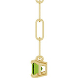 14K Yellow 6x4 mm Natural Peridot Solitaire 18" Necklace