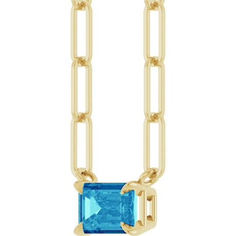 14K Yellow Gold 6x4 mm Natural Blue Zircon Solitaire 18" Necklace 