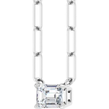 14K White Gold 5/8 CT Lab-Grown Diamond Solitaire 18" Necklace