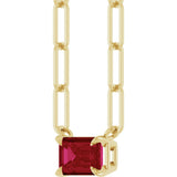 14K Yellow Gold 6x4 mm Lab-Grown Ruby Solitaire 18" Necklace 
