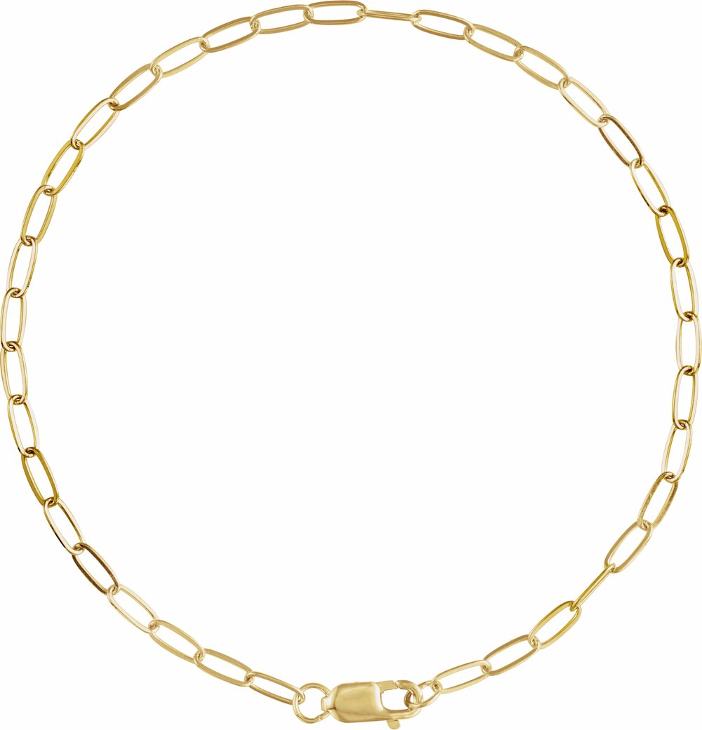 10K Yellow Gold 2.1 mm Paperclip-Style 7" Chain