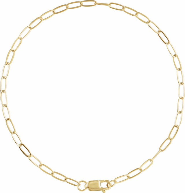 14K Yellow Gold Filled 2.1 mm Paperclip-Style 7" Chain