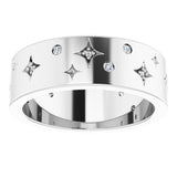 14K White Gold 1/8 CTW Natural Diamond Star Band Size 6
