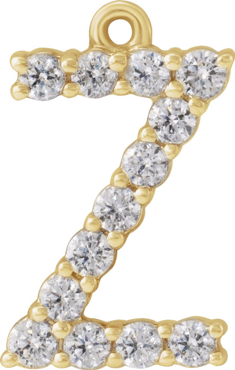 14K Yellow 1/5 CTW Lab-Grown Diamond Initial Z Dangle