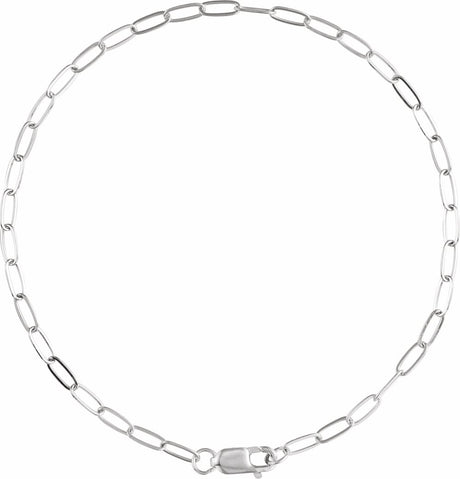 14K White Gold 2.1 mm Paperclip-Style 7" Chain