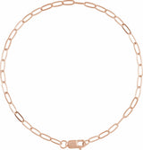 10K Rose Gold 2.1 mm Paperclip-Style 7" Chain