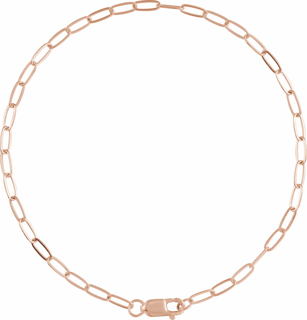 10K Rose Gold 2.1 mm Paperclip-Style 7" Chain