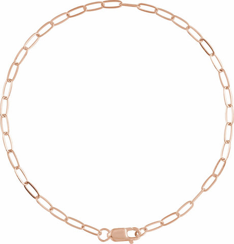10K Rose Gold 2.1 mm Paperclip-Style 7" Chain