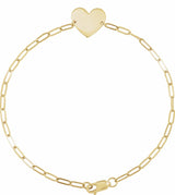 14K Yellow Engravable Heart 7" Bracelet