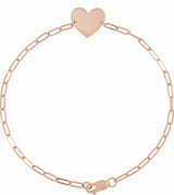 14K Rose Engravable Heart 7" Bracelet