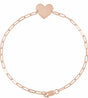 14K Rose Engravable Heart 7" Bracelet