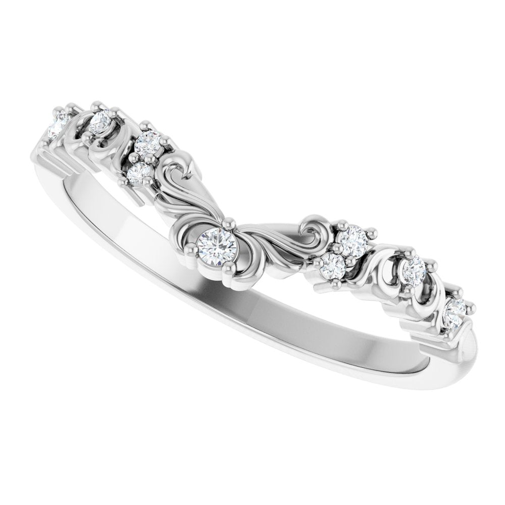 14K White Gold .07 CTW Natural Diamond Contour Band