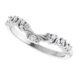 14K White Gold .07 CTW Natural Diamond Contour Band
