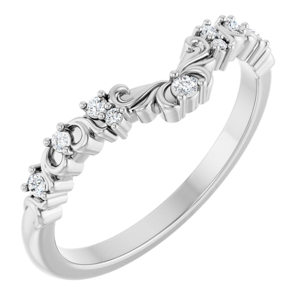 14K White .07 CTW Natural Diamond Contour Band