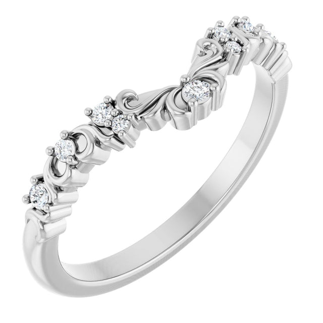 14K White .07 CTW Natural Diamond Contour Band