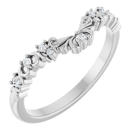 14K White Gold .07 CTW Natural Diamond Contour Band