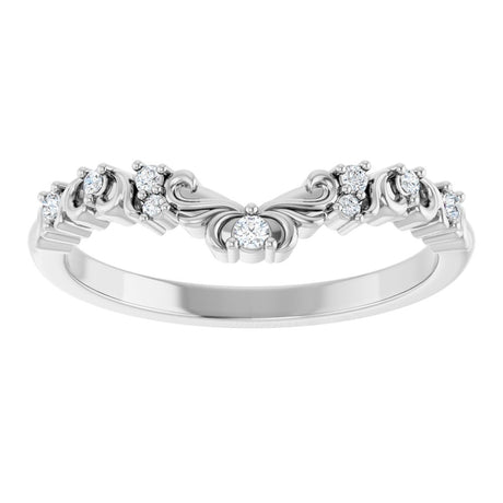 14K White Gold .07 CTW Natural Diamond Contour Band
