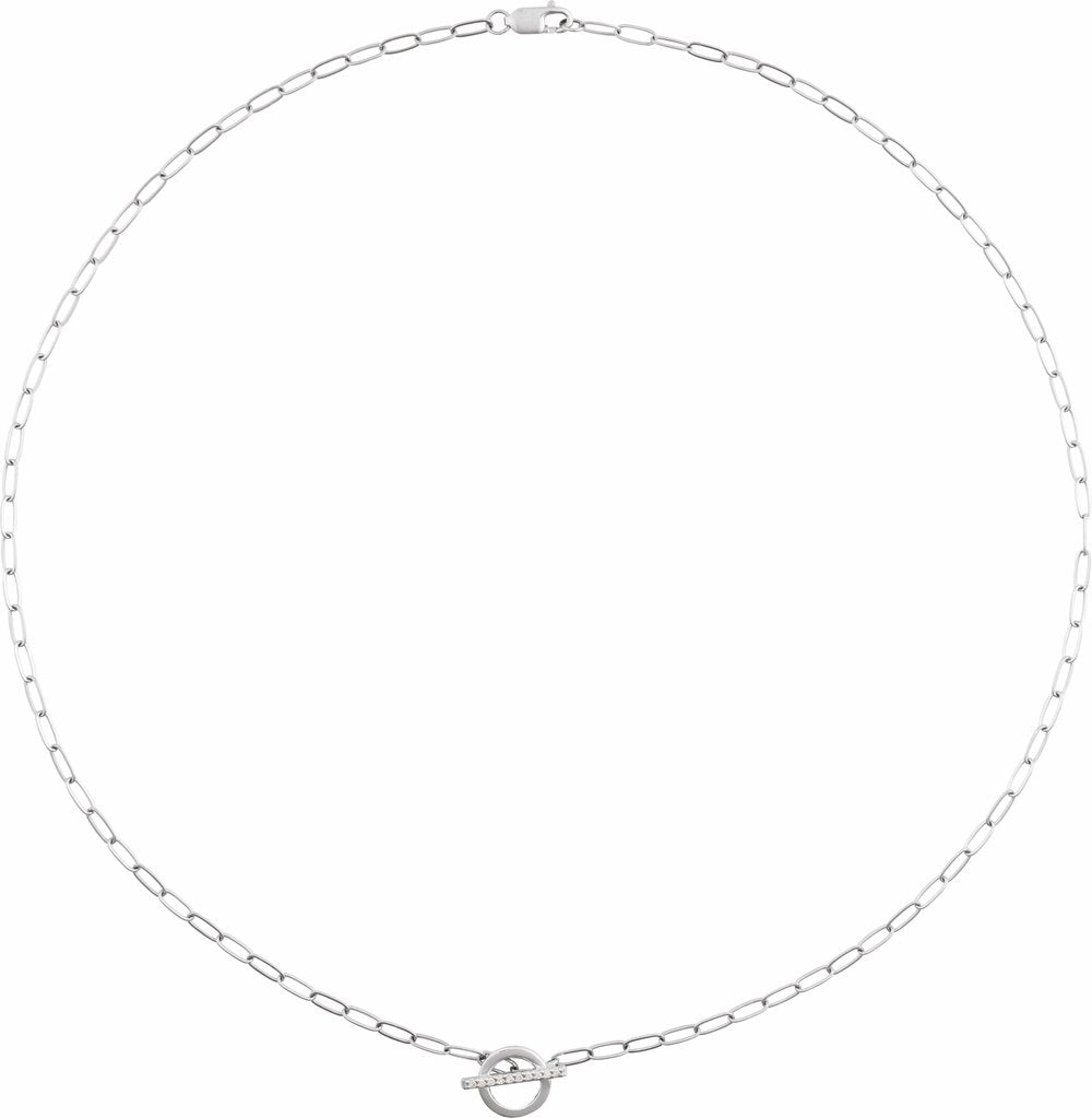 14K White .04 CTW Natural Diamond Toggle 16" Necklace