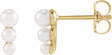 14K Yellow Gold Graduated Cultured White Freshwater Pearl Earrings 