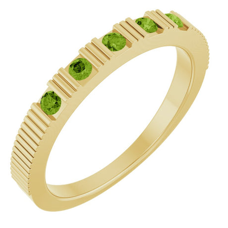 14K Yellow Natural Peridot Stackable Ring