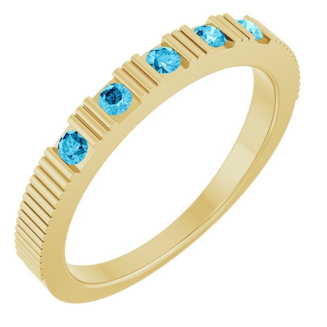 14K Yellow Natural Aquamarine Stackable Ring