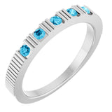 14K White Gold Natural Aquamarine Stackable Ring