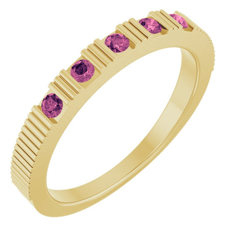 14K Yellow Natural Pink Tourmaline Stackable Ring