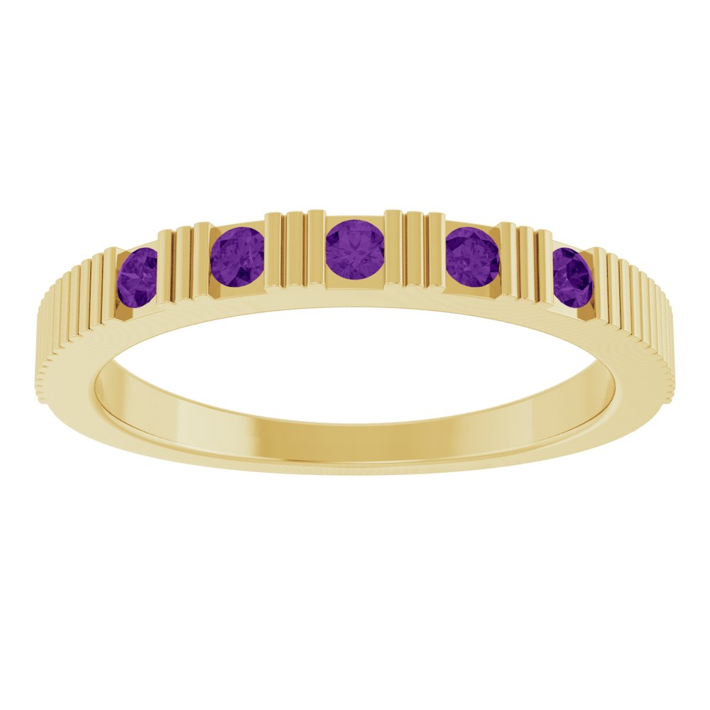 14K Yellow Natural Amethyst Stackable Ring