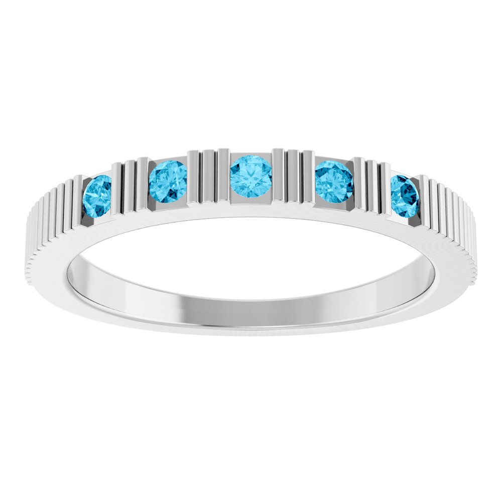 14K White Gold Natural Aquamarine Stackable Ring