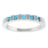14K White Gold Natural Aquamarine Stackable Ring