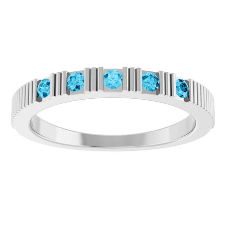 14K White Gold Natural Aquamarine Stackable Ring